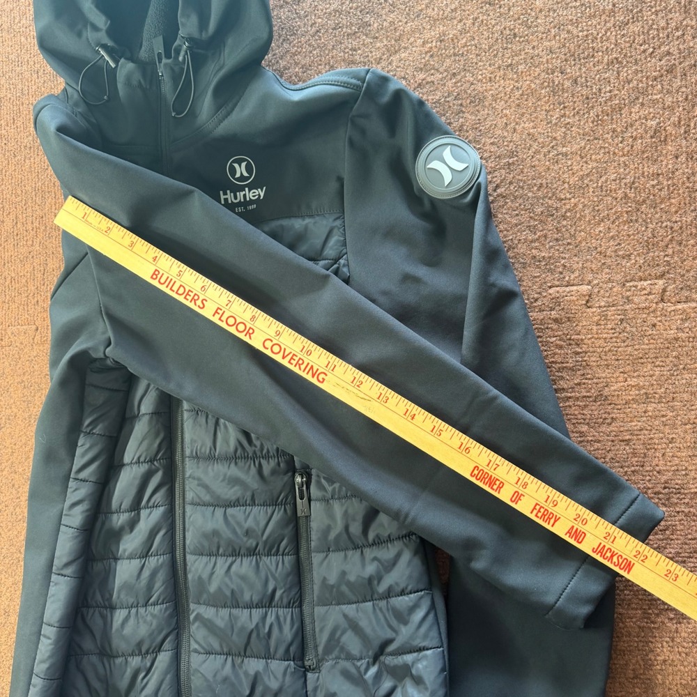 A+ Hurley Womens Black Hybrid Quilted Puffer Softshell Hooded Jacket Size S 1146 - Picture 5 of 7